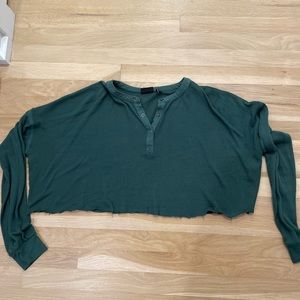 Out From Under Urban Outfitters Cropped Henley Green Large